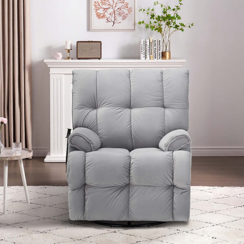 Fauteuil pivotant rembourré 30 po en velours multifonctionnel, Gris