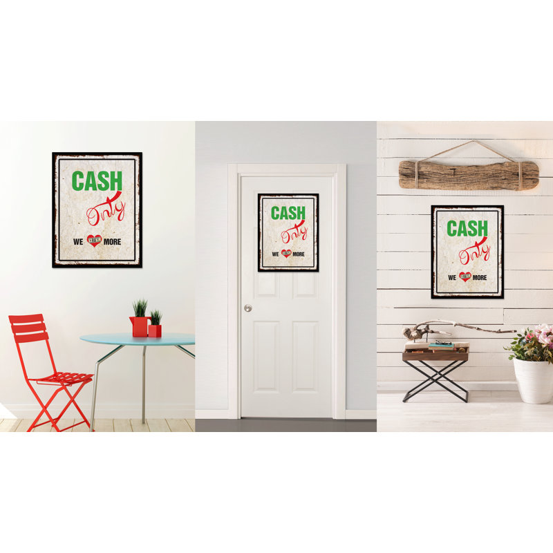 Enseigne commerciale Cash Only, toile, cadre photo, 28 x 37