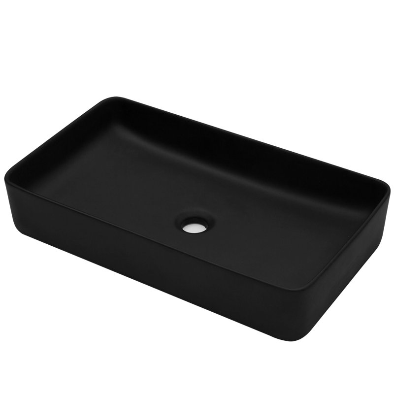 Lavabo de salle de bain rectangulaire en céramique L 24 po x l 13,5 po, Noir