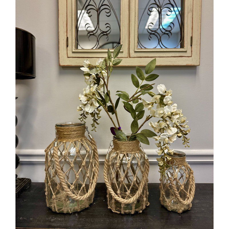 Lanterne en verre Coastal Knot, H 7,5 po x l 4 po x P 4 po