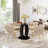 Modern Round Tempered Glass Pedestal Dining Set with Velvet Woven Dininig Chair-900894110-873376897