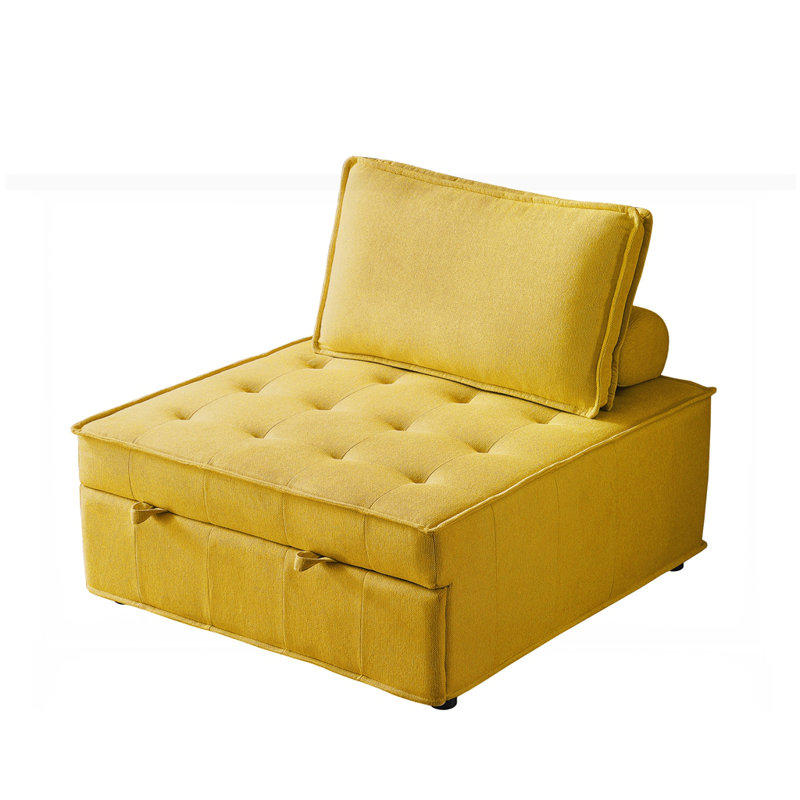 Repose-pieds multi-usages en similicuir, Jaune