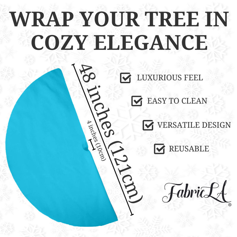 Jupe d'arbre en fausse fourrure avec bords arrondis Fabricla, L 48 po x L 48 po, Turquoise