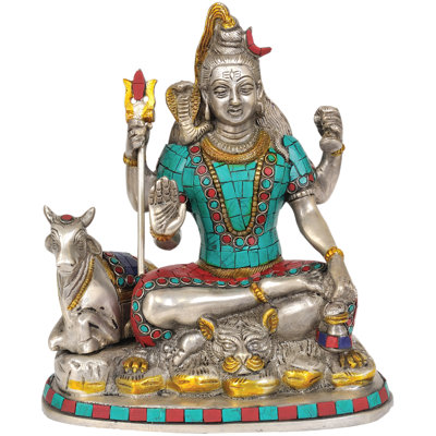 Shiva et Nandi (statue incrustée)