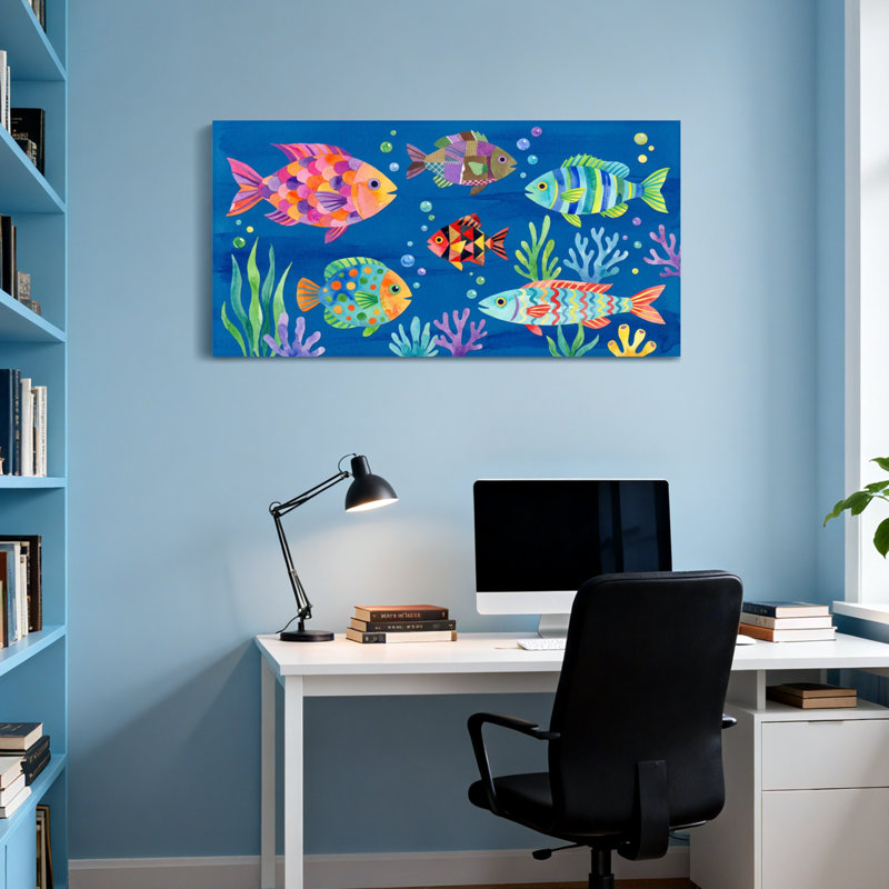 Animaux, poissons, corail coloré, scène sous-marine, H 16 po x l 32 po