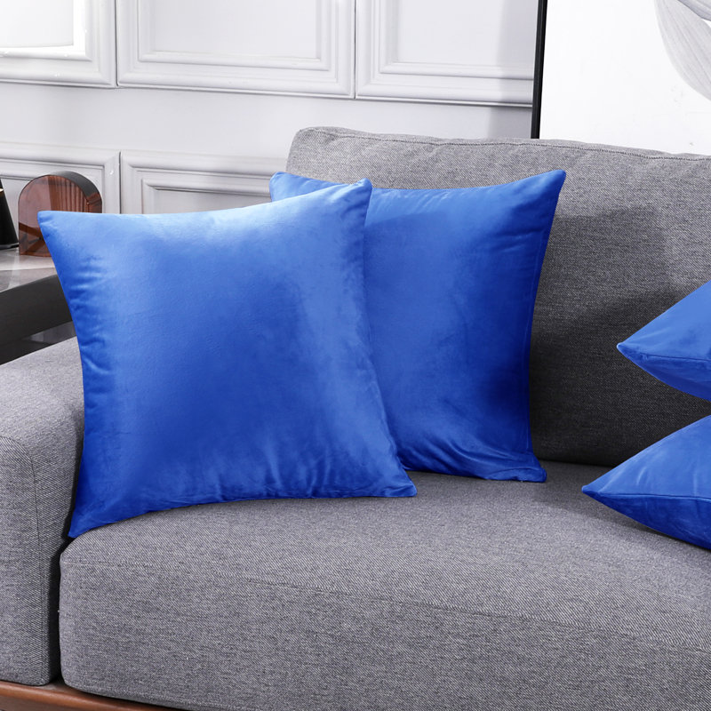 Decorative Throw Soft Linen Cushion Covers Pillow Covers (Set of 4), Square 26", Royal Blue