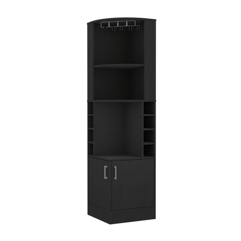 8-Bottle 2-Shelf Bar Cabinet, Black