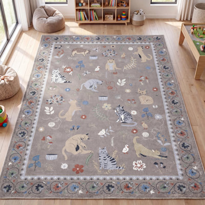 Tapis antidérapant à bordure florale Catmosphere