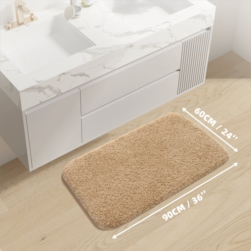 Tapis pour salle de bain Gaenside, L 36 po x l 24 po, Brun clair