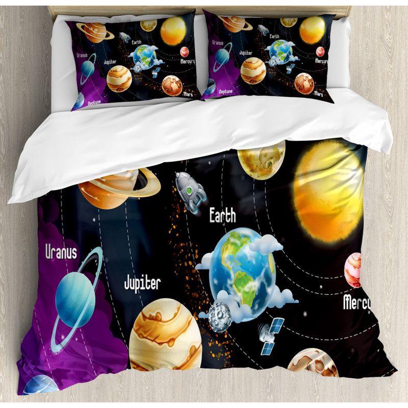 Outer Space Polyester Duvet Cover, Queen Duvet Cover + 2 Pillow Shams