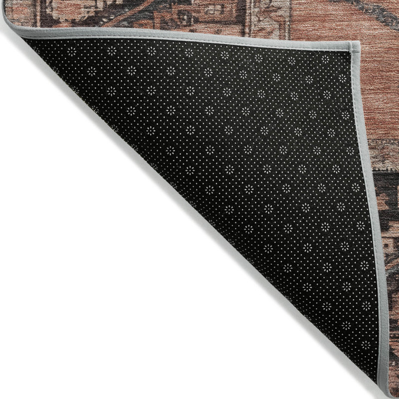Tapis terre cuite lavable à la machine intérieur / extérieur Xhevrie, Rectangle 1 pi 8 po x 2 pi 6 po