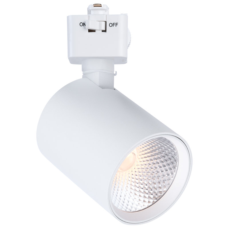 8 Watt LED Track Head 2700K/3000K/3500K/4000K/5000K CCT Selectable Dim to Warm J Style 48 Degree Beam Angle 120 Volt White Round