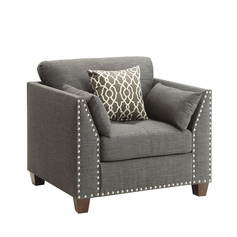 Chaise en lin Laurissa avec 3 coussins