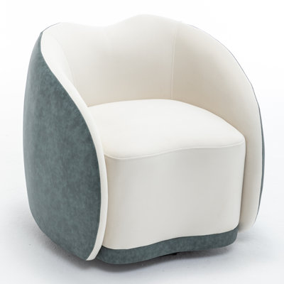 Velvet Upholstered Swivel Barrel Chair