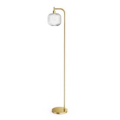 Arched Floor Lamp With Glass Shade, Remote Control And Bulb Included