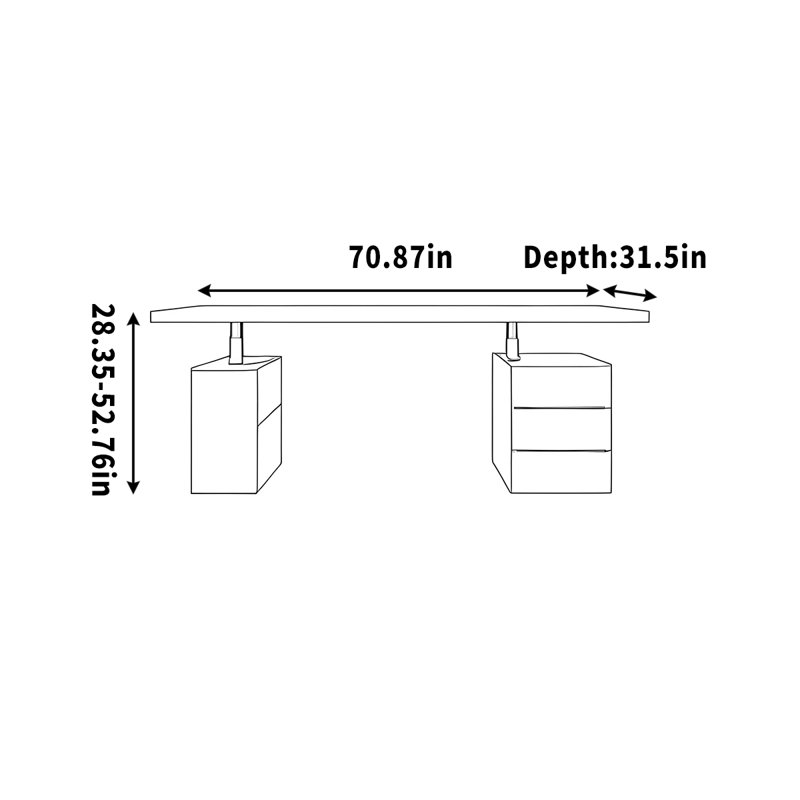 Bureau d'ordinateur Arencibia, Tanné, H 52,76 po x l 70,87 po x P 31,5 po