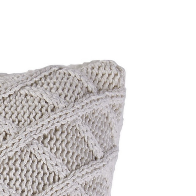 Diamond Polyester Throw Square Pillow Cover & Insert, Coconut Milk