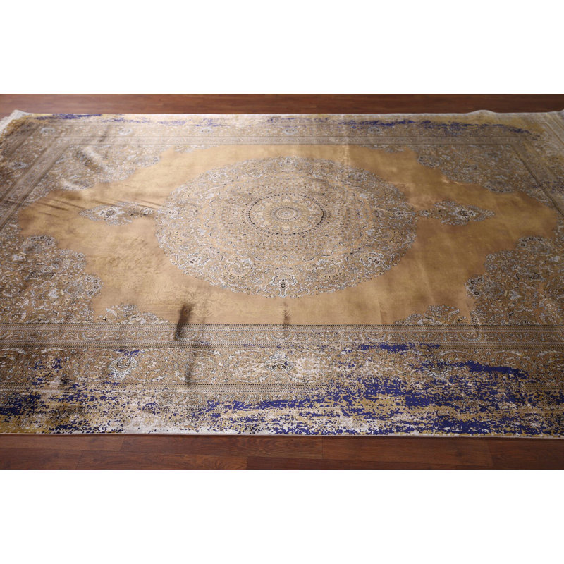 Tapis brun doré de style victorien traditionnel 8 x 11