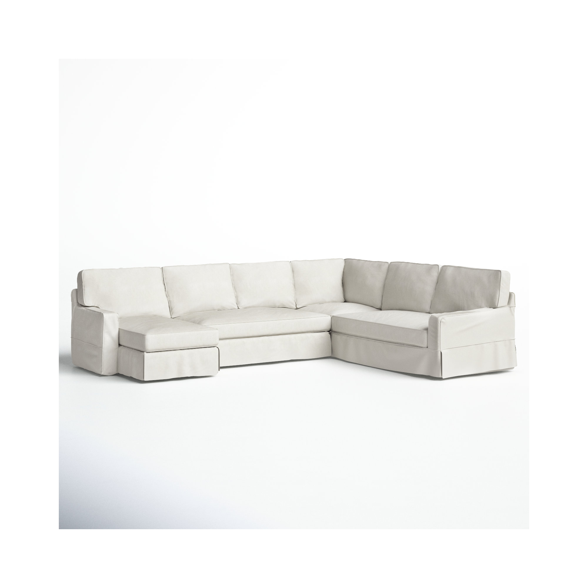 Taylor Upholstered U-Sectional, Bayou Off White Canvas, Right Hand Facing