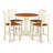 5 Piece Kitchen Counter Height Dining Table Set Includes a Round Table with Pedestal and 4 Dining Room Chairs, Mahogany-1758626305-1838624542-1838624543
