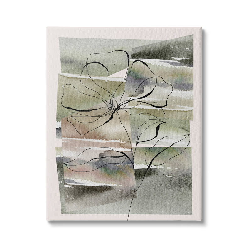 Fleur abstraite sur fond vert, H 48 po x l 36 po x P 1,5 po