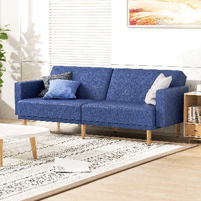 Hasegawa Futon Sofa Bed With Adjustable Backrest, Futon Couch Loveseat Sofa With Wood Frame For Living Room