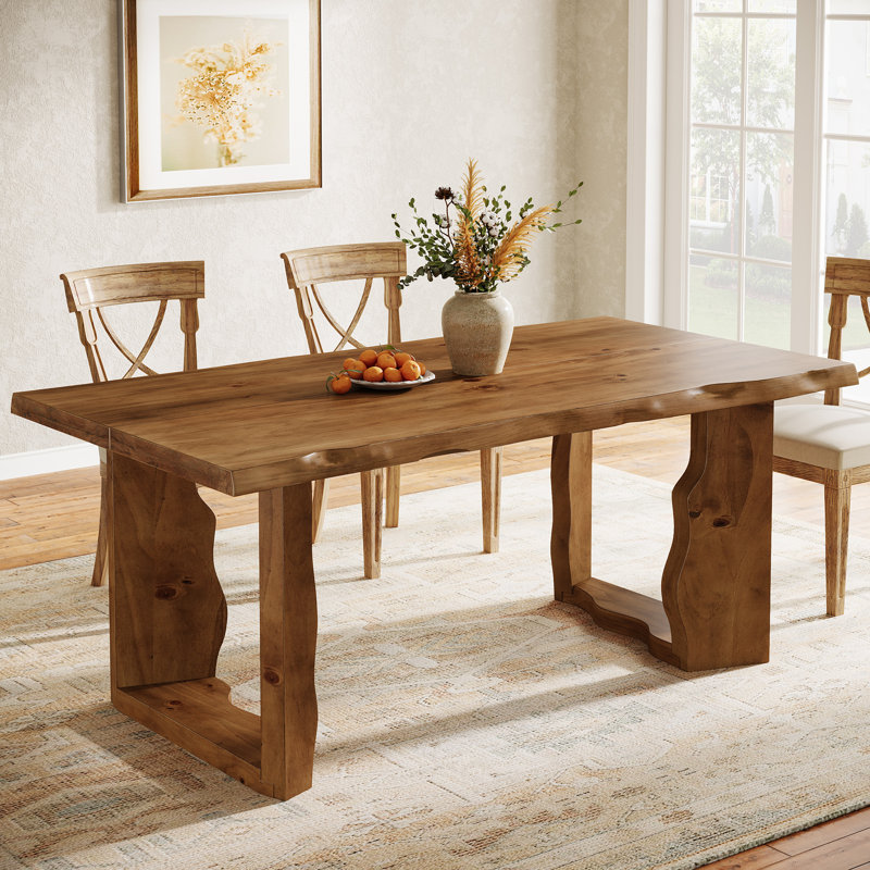 Solid Wood Dining Table, Light Walnut