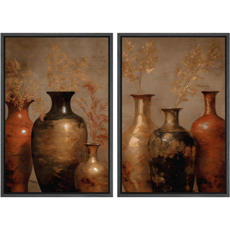 Vase en bronze rustique, nature morte, illustrations d'art moderne, décor nordique, Noir, H 36 po x l 48 po