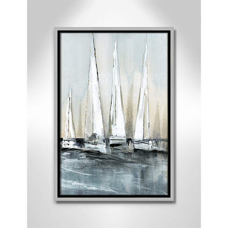 «Point of Sail I Print» par Susan Jill, H 19,5 po x l 13,5 po x P 2 po, Argent