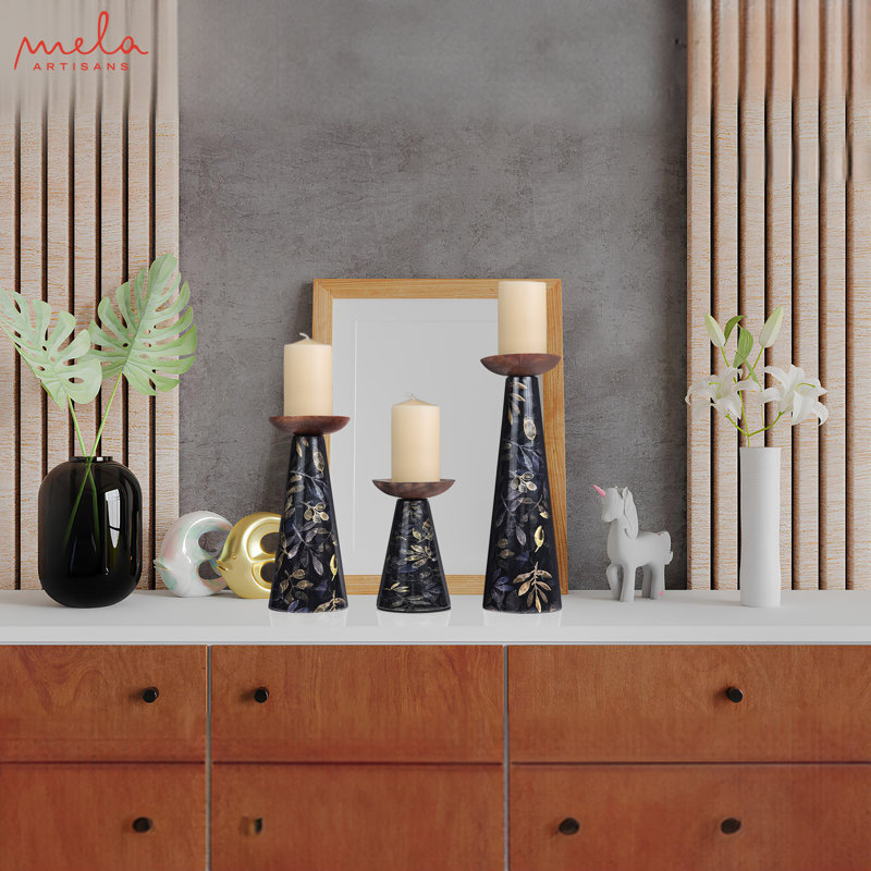 Ensemble de 3 porte-bougies Moody Floral