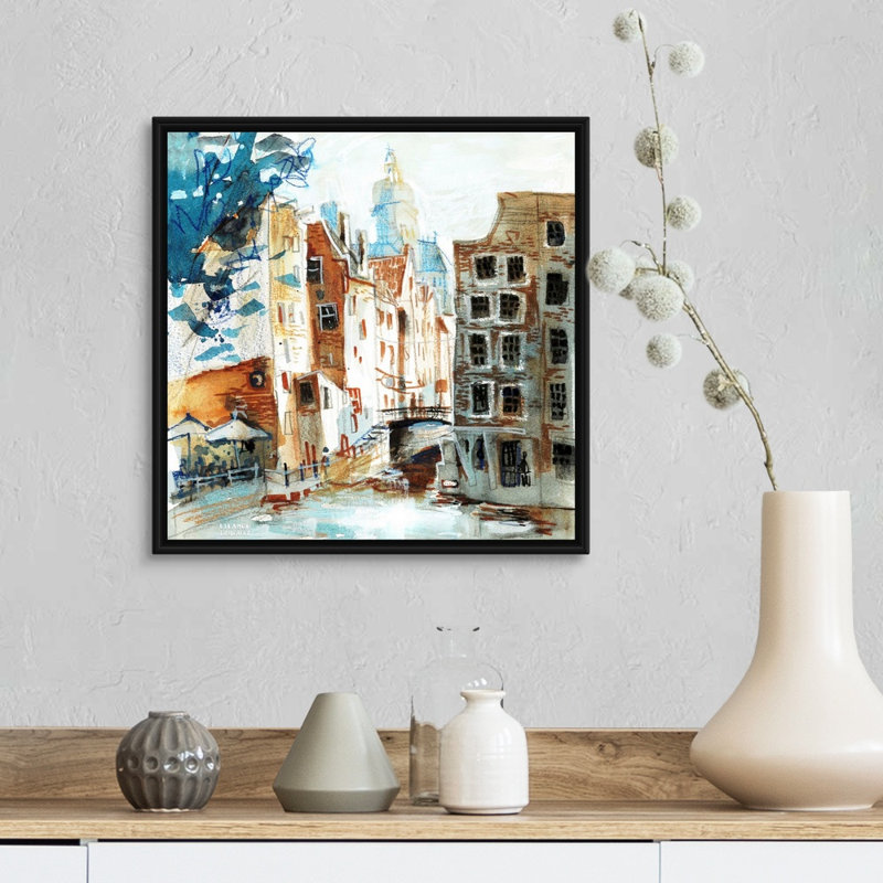 Amsterdam-Armbrug par Eleanor Doughty-reproduction d’art sur toile, H 18 po x l 18 po x P 1,75 po, Cadre noir