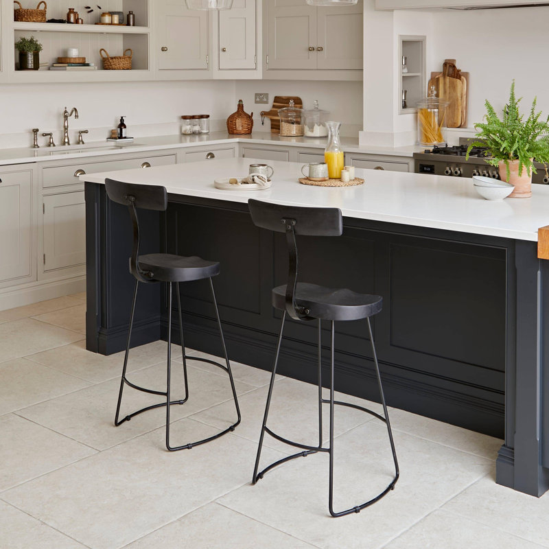 Alvada Counter Stool with Metal Frame, Black