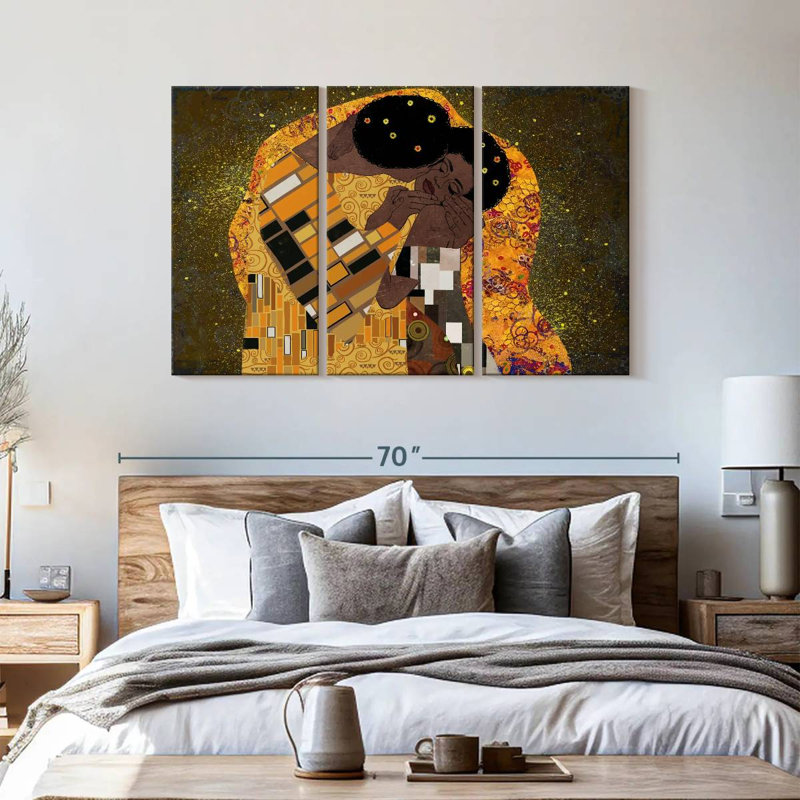 Black Couple Kiss 3 pièces, H 36 po x l 57 po x P 1,25 po