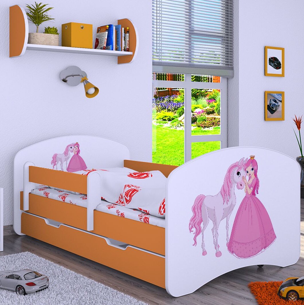 Kinderbett Georgeson mit Schublade, 80 x 160 cm