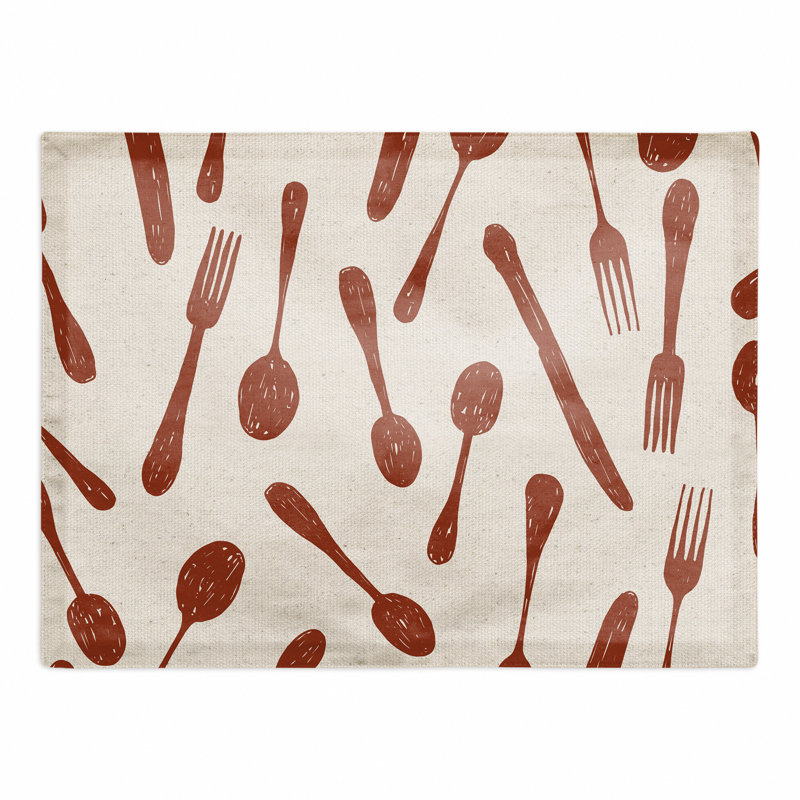 Napperon d'extérieur avec ustensiles de cuisine Sketchy, Rouge