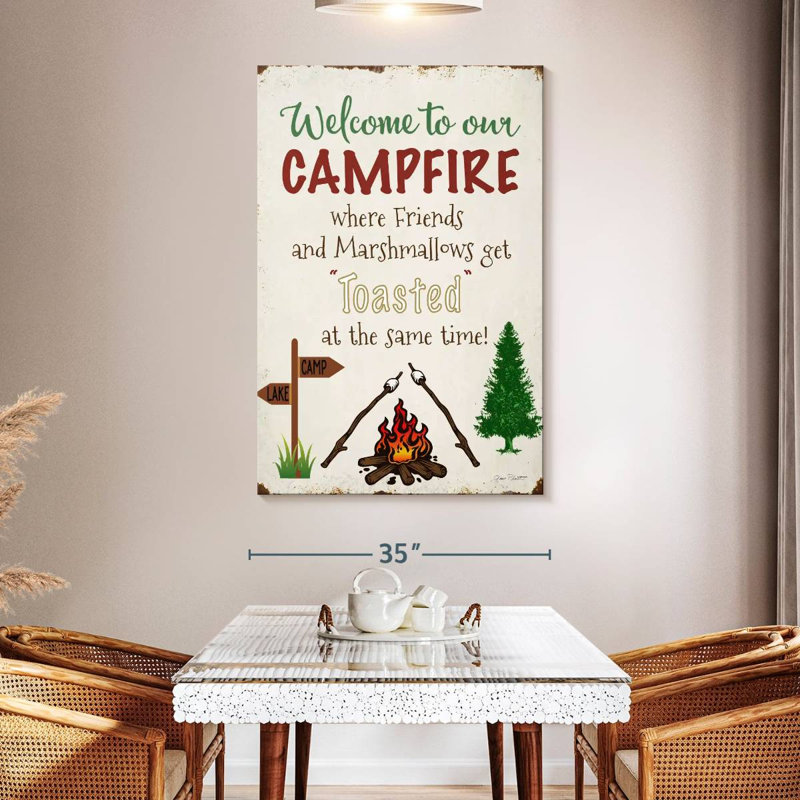 Plaque murale "Welcome to our campfire", H 51 po x l 34 po