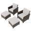 Ensemble de conversation 4 pièces pour fauteuil d'extérieur courbé en osier brun avec coussins et repose-pieds-1005374382