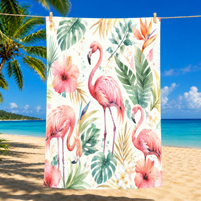 1 serviette de plage Flamingo Vibrant