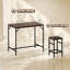 Ensemble de table de bar rectangulaire industriel avec 4 tabourets pour la salle à manger, la cuisine, le coin-repas, noir, brun rustique