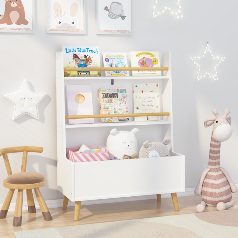 Organisateur de bibliothèque pour enfants et armoire de rangement pour jouets, tablettes multi-niveaux pour livres