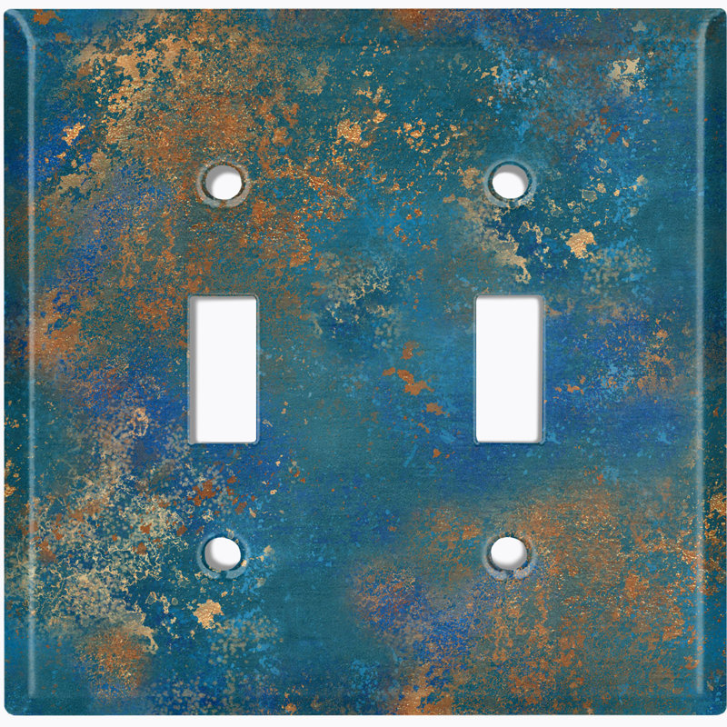 Distressed Patina Copper Print 2 - Gang Toggle Light Switch Standard Wall Plate