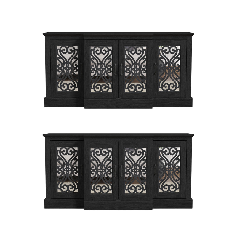 Ariba Transitional Sideboard Set Of 2, Black Oak/Ash