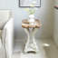 Table de bout Table Table d'appoint étroite pour les petits espaces, table d'appoint de salon, table-plateau en bois, table de chevet avec tablette, blanc et nature