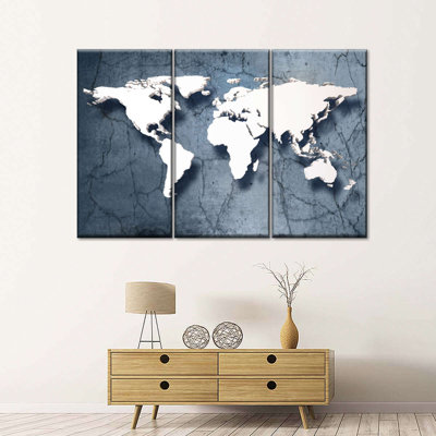 " Stone World Map Multi Piece Canvas Print " by Globetrotter Studio 3 - Pieces