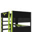 Lit mezzanine double avec bureau intégré et lumières à DEL RVB, lit Pro-Gamer avec prise de courant, grande bibliothèque, panneau perforé, plateau à clavier et tiroir de rangement, 3 couleurs disponibles, vert