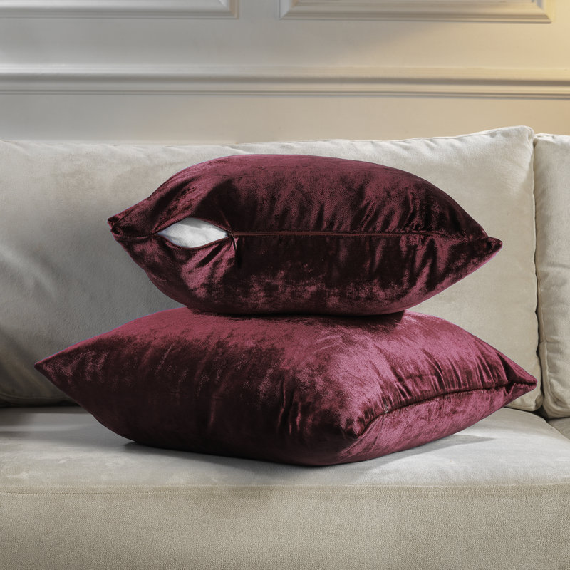 Shiny Velvet Pillow Cover, Mahogany, 12"H x 20"W, Rectangular