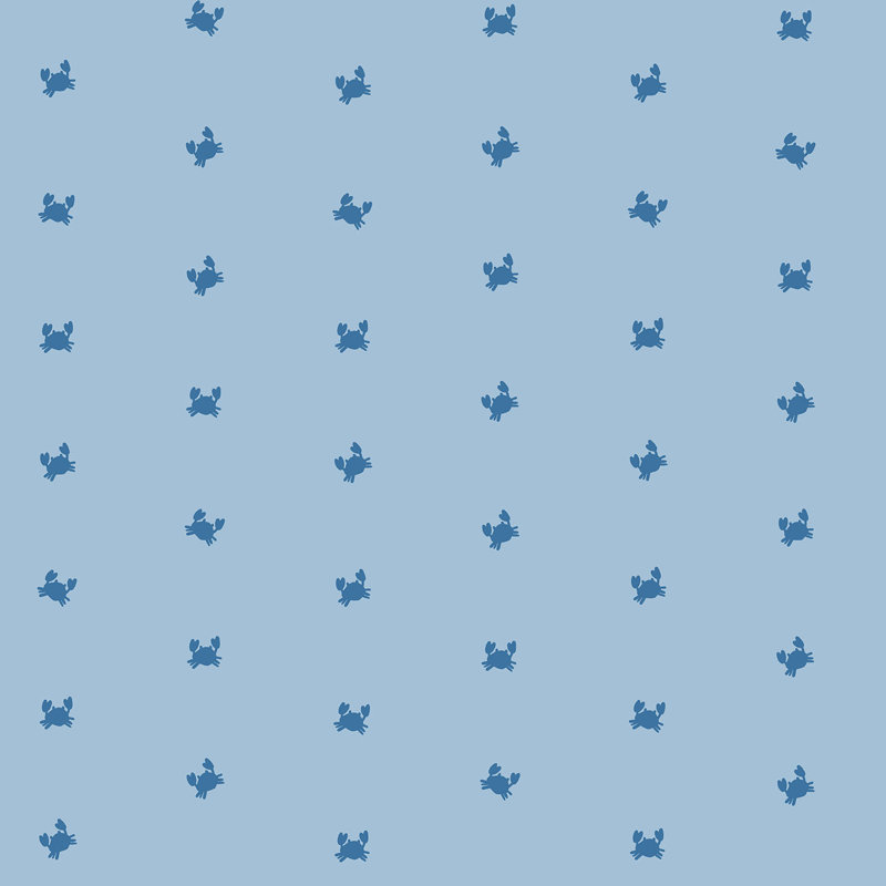 Flying Crabs 33' L x 20.5" W  Wallpaper Roll, Blue
