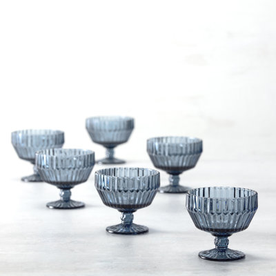 Fortessa Archie Glass, 10 Ounce Footed Dessert Bowl (Set of 6), Pink