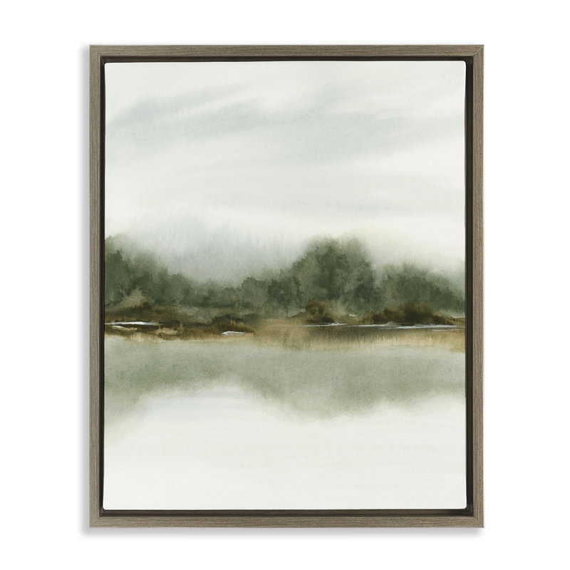 Cadre flottant avec paysage vert embrassant, design par 1x, Cadre flottant orme Montalcino, H 21 po x l 17 po