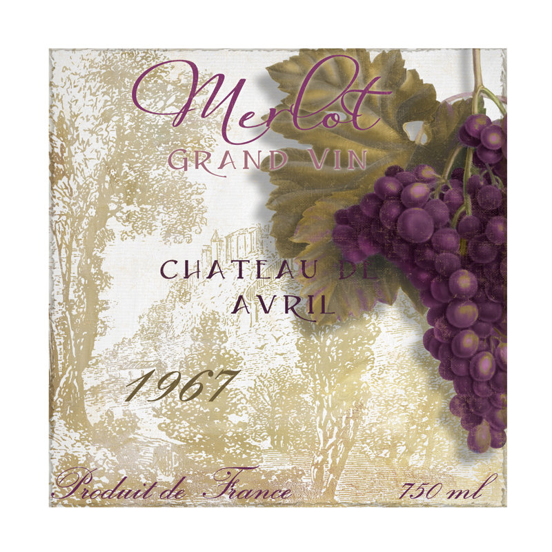 Art sur toile «Rhin Sasha Grand Vin Merlot», H 18 po x l 18 po